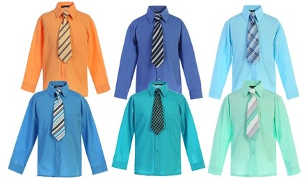 Boys 8-12 Bello Giovane Button-Up Dress Shirt and Tie Set