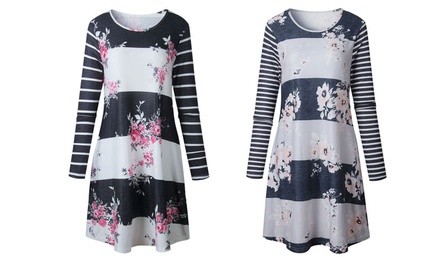 Women's Floral Stripe Dress 