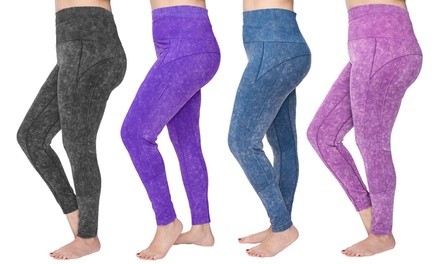 Women's Plus-Size Acid-Wash Leggings