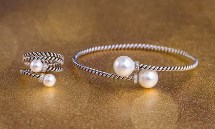 Nina & Grace Freshwater Pearl & CZ Bangle or Ring