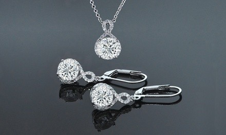 Infinity Pendant and Earrings Set Made with Swarovski Crystals by Elements of Love (3-Piece)