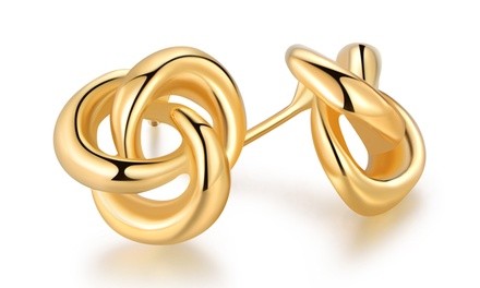 18K Gold Plated Gold 12mm Love Knot Stud Earrings by Sevil