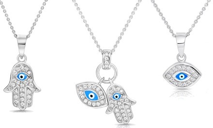 Classic Evil Eye Pendants in Sterling Silver Made with Swarovski Elements by Elements of Love