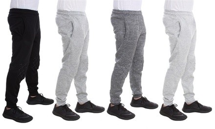 Men's Marled Fleece Joggers with Moto Knee Design