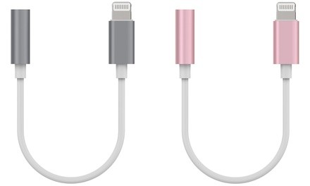 Tech Elements Apple-Certified Lightning-to-3.5mm Adapter (1- or 2-Pack)