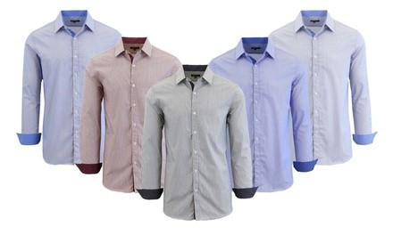 Men's Long-Sleeve Dress Shirt with Contrast Trim