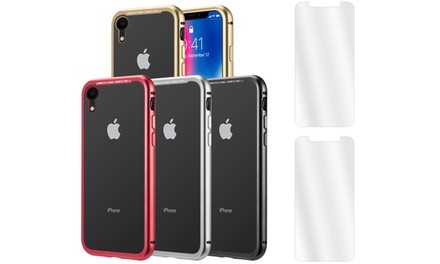 Instant Snap Strong Magnetic Phone Case with 2x Tempered Glass - iPhone 7 or 8, 7 Plus, 8 Plus, X or XS, XR, XS Max