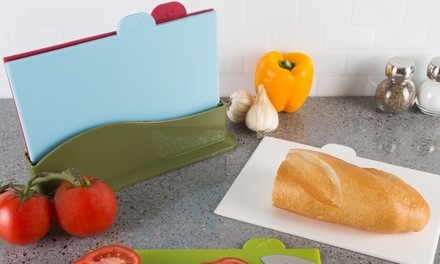 Plastic Cutting Boards with Storage Container Set (5-Piece)