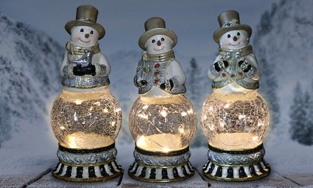 Snowman Christmas Globe Statue with Automatic Timer