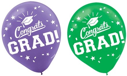 School Color Pride Congrats Grad Latex Balloons (60-Count)