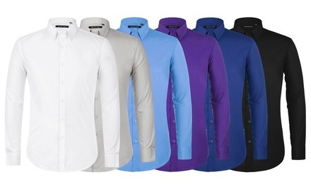 Verno Men's Slim-Fit Long-Sleeve Dress Shirt (Sizes 14-18)