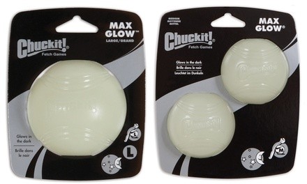 Chuckit! Max Glow Small, Medium, Large, or XL Ball Dog Toy (1- or 2-Pack)