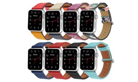 Waloo Genuine Leather and Stainless Steel Buckle Apple Watch Band 