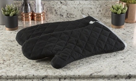 Lavish Home Flame- and Heat-Resistant Quilted Oven Mitt (2-Pack)