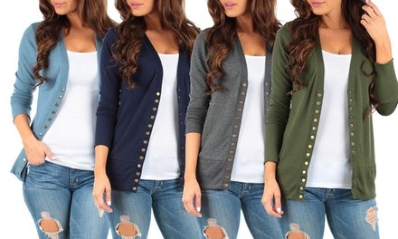 Women's Snap Button Cardigan. Plus Sizes Available.