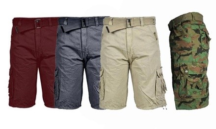 GS-115 Men's Relaxed Fit Belted Cargo Shorts (Sizes 32-52)