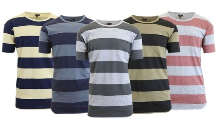 Galaxy By Harvic Men's Slim Fit Brushed Cotton Striped Tee with Raw Hem (S-2XL)