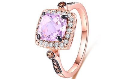 Genuine Pink Amethyst and Morganite Cushion-Cut Ring by Peermont