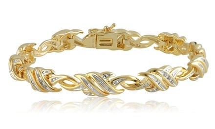 1/4 CTTW Diamond Bracelet Plated in 14K Gold by Brilliant Diamond