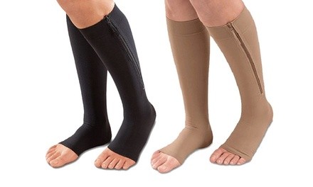 Open-Toe Zipper Cooling Compression Socks (1 or 2 Pairs)