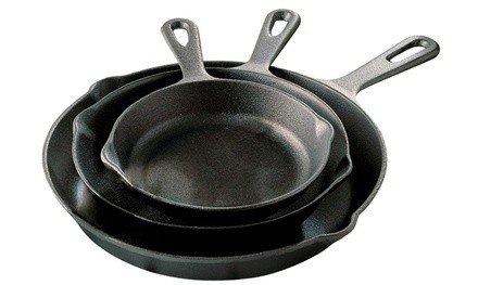 Pre-Seasoned Cast Iron Individual Skillet or Cast Iron 3-Piece Set