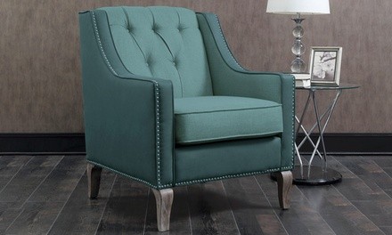 Jayden Accent Chair with Linen and Faux Leather Upholstery