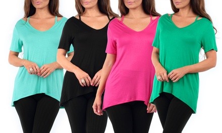 Women's Open-Shoulder V-Neck Tunic Top