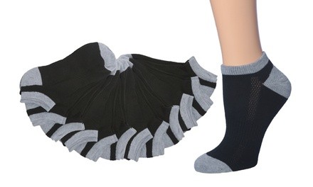 Women's Black and White Patterned Ankle Socks (12-Pairs)