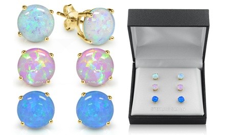 18K Gold Over Sterling Silver Opal Stud Earring Set by MUIBLU Gems