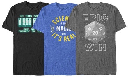 Men's Cotton Gaming and Science T-Shirt. Extended Sizes Available.