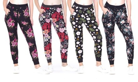 Women's Floral Printed Jogger Pants (Plus Sizes Available)