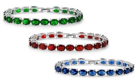 6.55 CTW Created Gemstone Oval Cut Tennis Bracelet by MUIBLU Gems (Multiple Options)