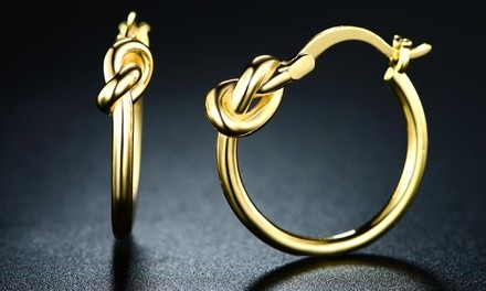 18K Gold Plated Knot Hoop Earrings By Euphir