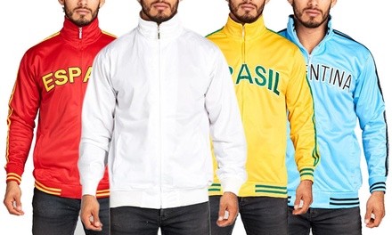 Men's Country-Themed Print or Solid Zip-Up Track Jacket