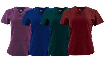 Green Town Women's 4-Way Stretch V-Neck Scrub Tops