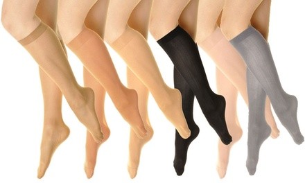 Angelina Women's Sheer Knee-High Stockings (6-Pack)