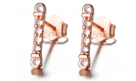 Minimalist 18K Rose Gold over Sterling Silver Dainty Morganite Bar Earrings by Amy & Annette