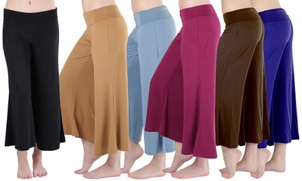 Women's Fold-Over Waist Culotte Capri Pants