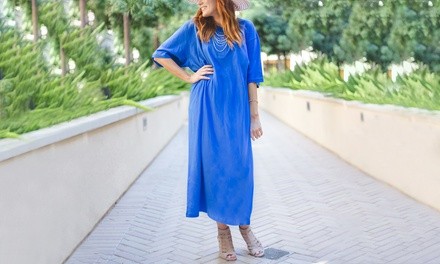 Women's 100% Cotton Henley Lounge Dress. Plus Sizes Available