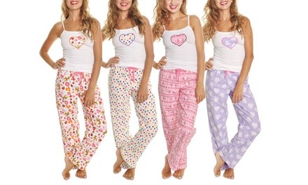 Women's Cotton Flannel Pajama Pants with Free Tank Top. Plus Sizes Available.