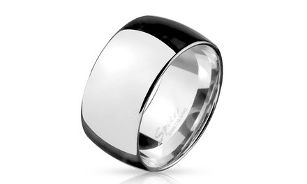 Wide Dome Stainless Steel Band Men's Ring