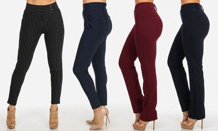 High-Waist Bootleg or Ankle Dress Pants in Junior Sizes