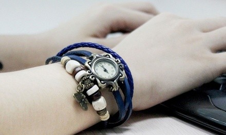 Women's Vintage Bohemian Vegan Leather Watch (Charm And Color Choices)