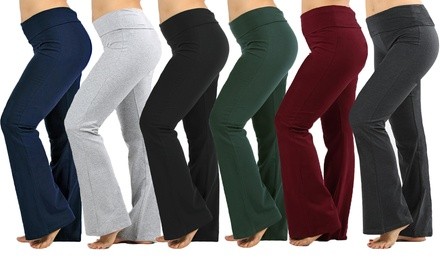 Women's Plus Size Premium Cotton Fold-Over Pants (3-Pack)