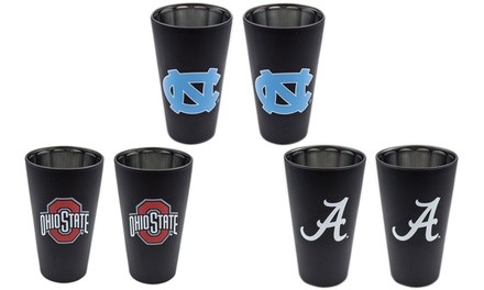 NCAA 2-Pack Black Matte/ Chrome Pint Glass