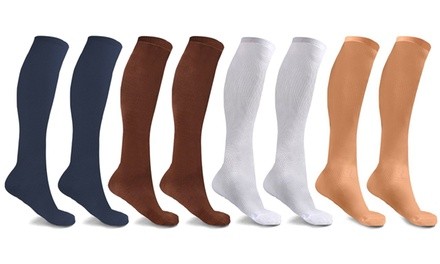 Elite Travel Copper-Infused Knee-High Compression Socks (6 Pairs)