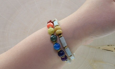 Genuine Double Layer Chakra Bracelet by Pink Box