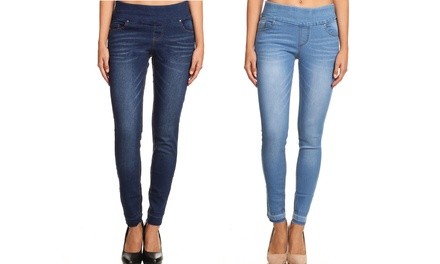 Women's High-Waisted Pull-On Skinny Ankle Denim Jeggings