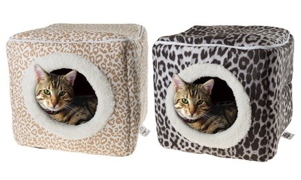 Enclosed Pet Bed Cavern with Soft Interior for Cats and Small Pets