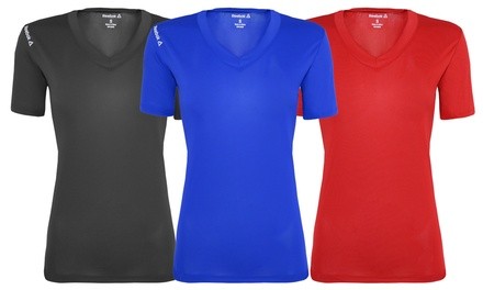 Reebok Women's Volt V-Neck Performance T-Shirt. Plus Sizes Available.